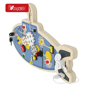 OEM Montessori Kids Wooden Busy Board Sensory Board with LED Light Switch W12D564