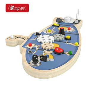 OEM Montessori Kids Wooden Busy Board Sensory Board with LED Light Switch W12D564